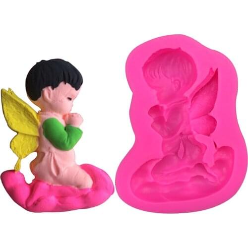Boy angel Shape 3D fondant cake silicone mold for polymer clay molds kitchen baking chocolate pastry candy Clay making tools 21