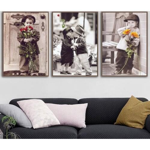 Boy Girl Romantic Childhood Wall Art Canvas Painting Nordic Posters And Prints Wall Pictures For Living Room Bedroom Home Decor