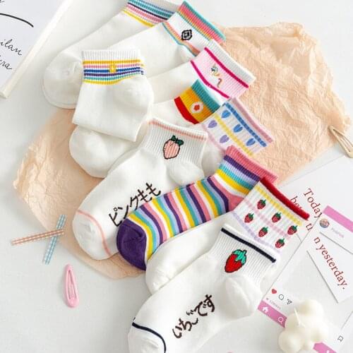 Cute Short Socks Cartoon Fruit Woman Invisible Ankle Socks Funny Female Designer Cotton Girls Banana Lemon Strawberry Kawaii
