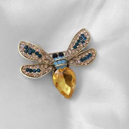Muylinda Luxury Rhinestone Bee Brooch Vintage Crystal Insect Brooches and Pins Women Clothes Scarf Clip Accessories