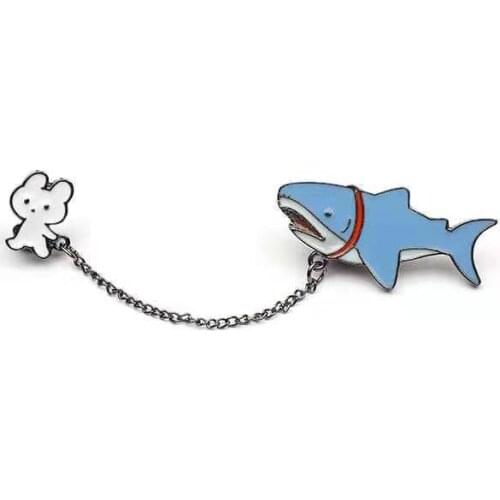 Cute Japanese Shark Bunny Brooch Badge Cartoon Pin Men and Women Schoolbag Clothes Decoration Jewelry Gift for Friends