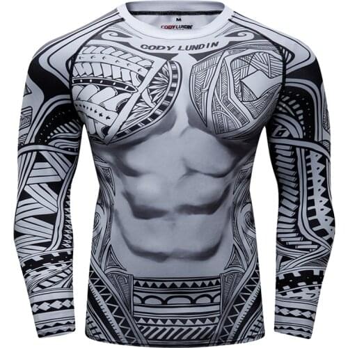 Cody Lundin Mens High Quality 3D Print Fitness Rash Guard Guangzhou Breathable Gym Long Sleeves