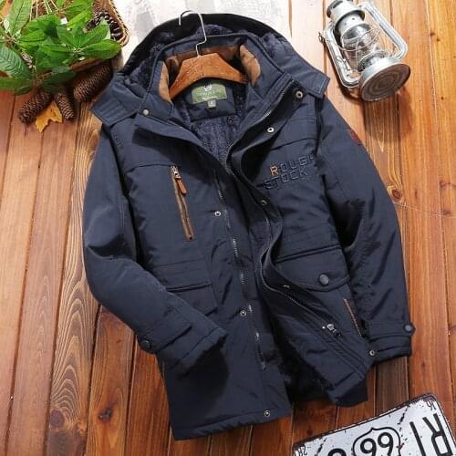 Mens Winter Parkas Fashion Warm Jackets 2020 New Plus Velvet Men Cotton Padded Casual Coats Outdoor Windproof Outerwear Big Size