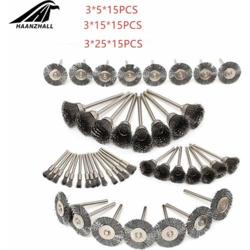 45pcs mini rotary stainless steel wire wheel wire brush small wire brushes set accessories for dremel mini drill rotary tools