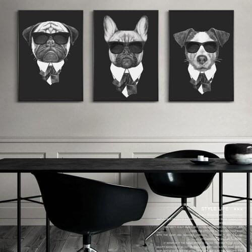 Nordic Dogs in a Suit Canvas Paintings On the Wall Art Posters And Prints Modern Funny Dogs Canvas Pictures For Living Room Wall