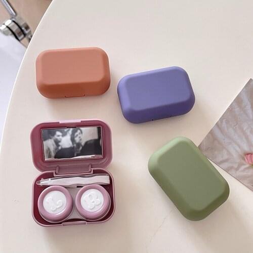 2021New Mini Contact Lens Case with Mirror Women Colored Contact Lenses Box Eyes Contact Lens Container Lovely Travel Kit