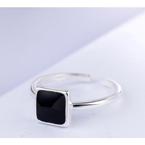 New Trendy Charm Black Square Rings For Women Men Boho Knuckle Party Rings Punk Cocktail Jewelry Girls Gift anillos bijoux