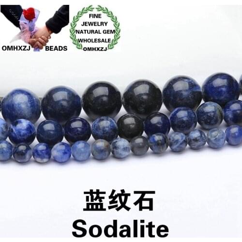 OMHXZJ Wholesale ZB08 4 6 8 10 12mm DIY Bracelet Necklace Jewelry Making Accessories Natural Stone Hot Fine Sodalite Round Beads