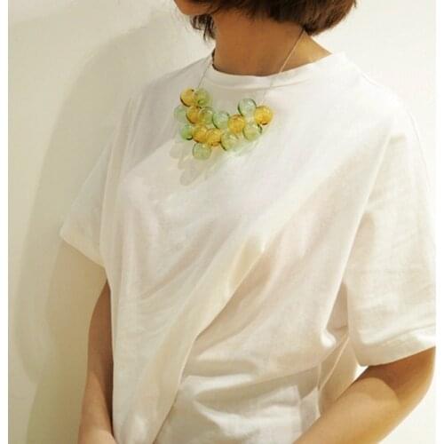 Original Unique Green And Yellow Handmade Blown Short Necklace For Women 2021 Simple Stunning Bubble Choker Necklace Bijoux