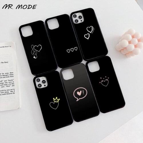 Lack Simple Lines Love Heart Phone Case for iPhone 11 12 pro XS MAX 8 7 6 6S Plus X 5S SE 2020 XR Soft silicone Cover Shell