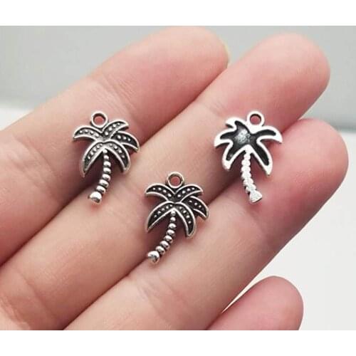 40pcs/lot--17x12mm, palm tree chams, Antique silver plated Coconut tree charms,DIY supplies, Jewelry accessories