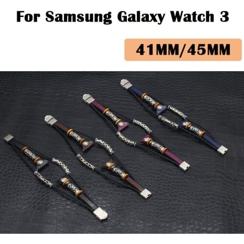 20mm 22mm Leather Watch Strap for For Samsung Galaxy Watch 3 41/45mm Replacement Watch Band for Samsung Gear S3