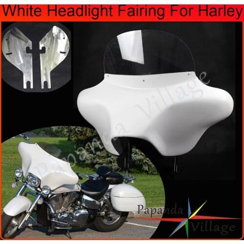 Detachable Outer Batwing Fairing Headlight Fairing White Front Cowl Cover for Harley Touring Road King 6x9 Speaker 94-up