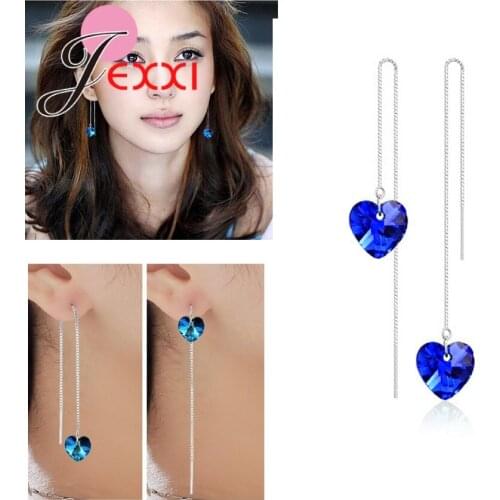 More Colors Genuine Real 925 Sterling Silver Jewelry 925 Ear Thread Ling Box Chain Drop Earrings Party Accessories Women