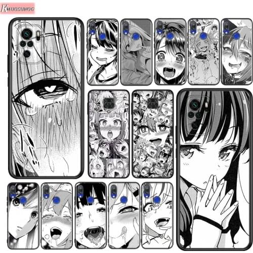 Manga Girl Cartoon Face Silicone Cover For Xiaomi Redmi Note 10 10S 9 9S Pro Max 9T 8T 8 7 6 5 Pro 5A Phone Case