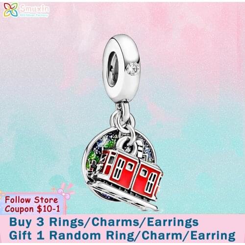 Smuxin S925 Sterling Silver Beads Hong Kong Peak Tram Dangle Charms fit Original Pandora Bracelets Women DIY Jewelry Making