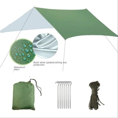 Outdoor Multi-Functional Square Canopy Waterproof Sun Protection Beach Pergola Sunshade Tent Lightweight Silver Pastebrushing