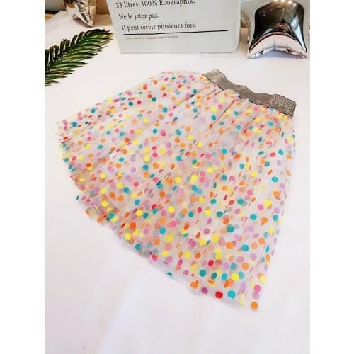 White Mori Pleated Skirt Summer Polka Dot Chiffon Ruched Fluffy Kawaii Mini Girls Skirt Tulle Mujer Faldas Toddler Skirt BW50DR