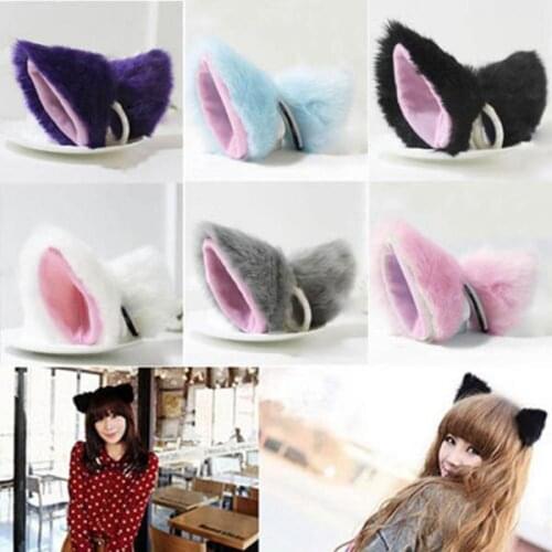 1 Pair Cosplay Halloween Orecchiette Party Anime Neko Costume Cat Fox Ears Hair Clip Bell Headwear Party Ball Club Accessories