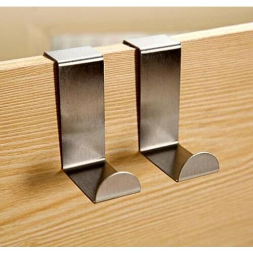 1Pcs Home Kitchen Door Stainless Steel Hooks Self Holder Hanger Hang Coat Hooks Drawer Cabinet Towel Clothes Pot Hook Door Hooks
