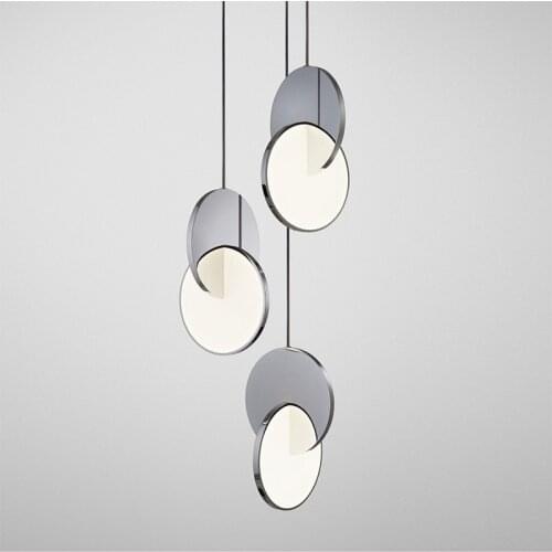 1-Pack Nordic Stainless Steel 18 / 25cm Clear Round eclipse droplight with PMMA Cover Hang Lamp for Lingving Room Bedroom