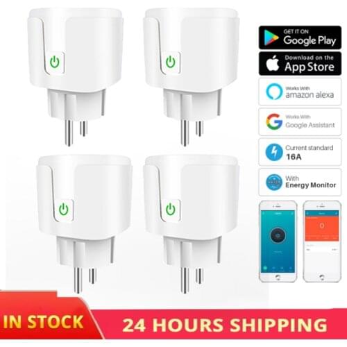 16A WiFi Smart Plug Socket With Power EU Standard Multi Plug Smartlife App With Alexa Google Assistant Smart Home