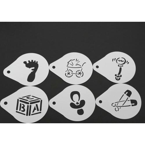 2.8 Inch Baby Shower Coffee Stencil Milk Latte Art Cappuccino Cookie Mold Coffee Decoration Barista Tools