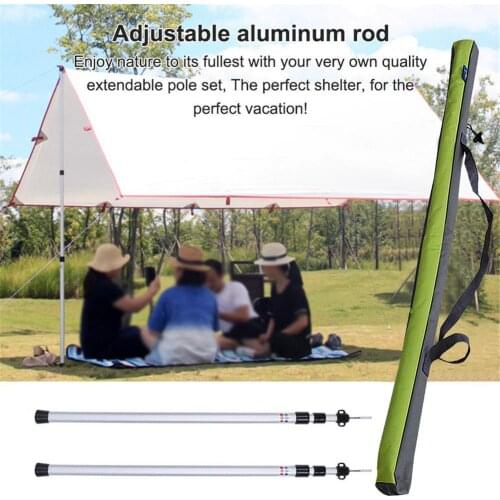 2Pcs Tent Pole Telescoping Tarp Poles Adjustable Aluminum Rods Outdoor Canopy Tarp Support Pole Camping Awning Equipment