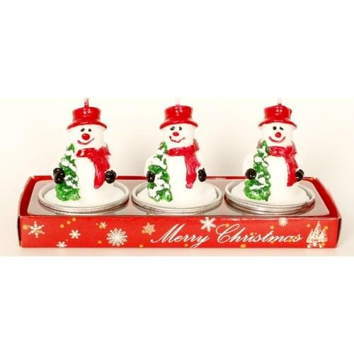 3Pcs/Set Christmas Candles Santa House Snowman Christmas Tree Paraffin Candles Wedding Party Candles Decor Light