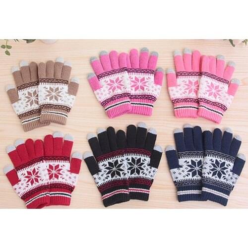 360pairs/lot womens winter warm Snowflake Pattern Full Finger Screen Touch Gloves/Mittens Gloves