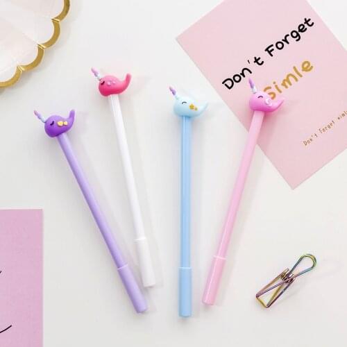 4pcs Cartoon Unicorn Cute whale gel pen Love Star Moon 0.5mm black color pens for writing gift Stationery school supplies F490