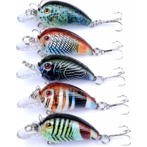 5pcs Mixed Colors Minnow Fishing Lures Set 4.5cm 4.2g Mini Crank Wobblers With Treble Hooks Tackle Topwater Swim Crankbaits Kit