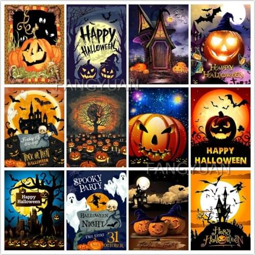 Diy Halloween Diamond Painting Handmade Mosaic Gift Full Square Round Diamond Embroidery Pumpkin Wall Pictures Home Decoration