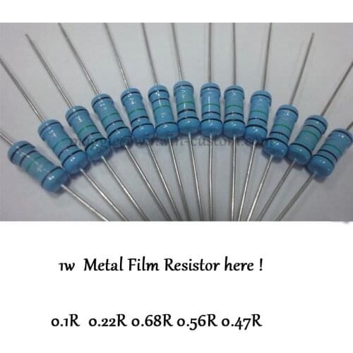 Free Shipping 500pcs 0.1R 1W DIP Resistors Colored ring 1W 0.1ohm 1% Metal Film Resistor other value pls check the page