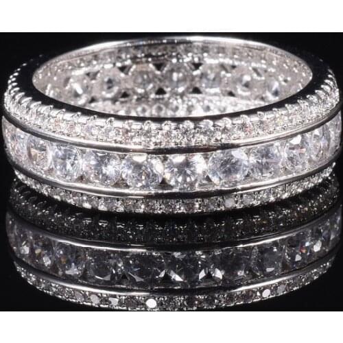 ETERNITY BAND ENGAGEMENT WEDDING RING DIAMOND simulated PLATINUM Size 6,7,8,9,10