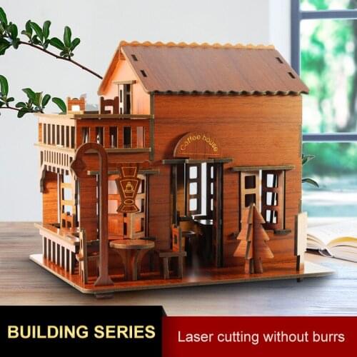 3D Wooden Puzzle Toys Jigsaw Architecture DIY House Villa Kids Boys Girls Educational music Box House Paper Puzzle for Children