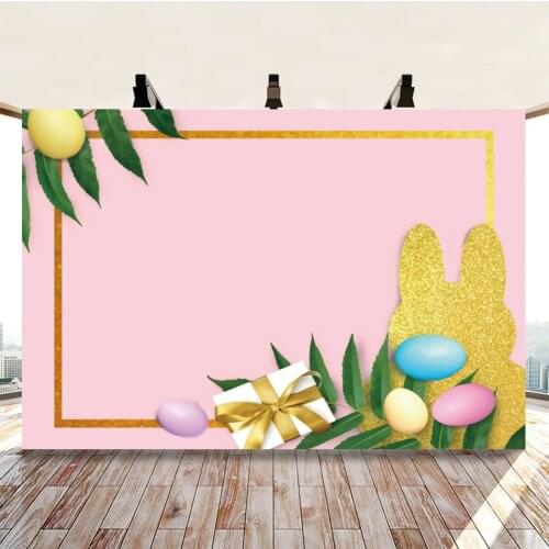 Happy Easter Holiday Bunny Eggs Contour Animation Pink Backdrops Photo Background Decorations for Kids Photography Props
