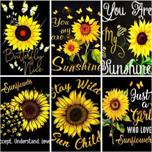 Huacan 5D DIY Diamond Painting Sunflower Mosaic Cross Stitch Full Diamond Embroidery Flower Kits Home Decor