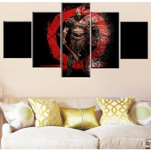 Canvas Prints Painting Home Decorative Poster Framework 5 Pieces Game Kratos God of War Wall Art Modular Pictures Artwork