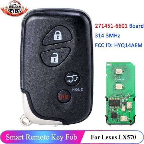 KEYECU 271451-6601 4 Button 314.3MHz Smart Remote Key Fob for Lexus LX570 2008 2009 2010 2011 2012 2013 2014 2015 2016 HYQ14AEM