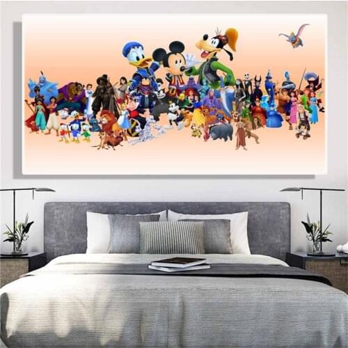 Disney Character Collection Poster and Print Mickey Mouse Donald Duck Cartoon Movie Canvas Painting Wall Art Picture Wall Decor
