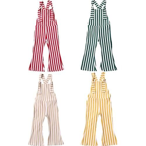 0-5Y Summer Fashion Infant Baby Girls Rompers Overalls Striped Print Sleeveless Belt Jumpsuits Clothes