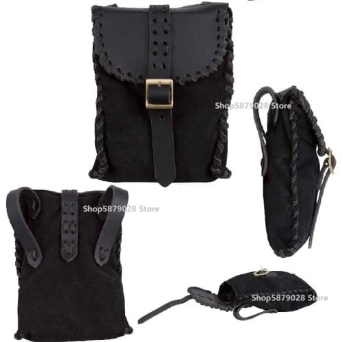 Medieval Suede Pouch Coin Bag Belt Leather Drawstring Wallet Men Women Viking Larp Costume Gear Cosplay Pagan Parts For Adult