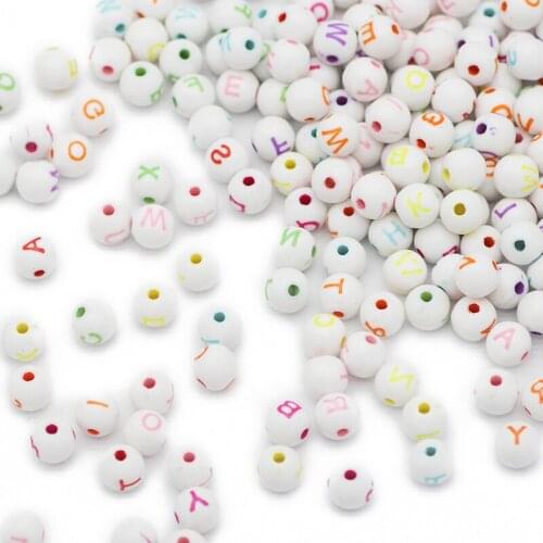 7MM Round Letter Acrylic White Mixed Alphabet Loose Spacer Beads For Jewelry Making DIY Handmade Bracelets Necklace Accessories