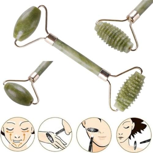 Hot Selling Natural Jade Double Head Facial Beauty Massage Tool Jade Roller Face Thin Massager Dropshipping #289778