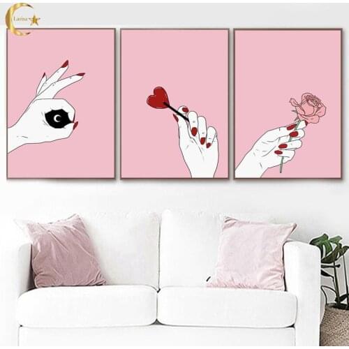 Makeup Nail Polish Manicures Canvas Painting Nordic Style Pictures Wall Art Modular Poster Home Bedside Background Decoration