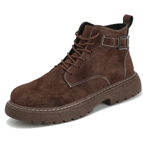 Men Boots Leather Spring Autumn Vintage Style Ankle Boots Men Lace Up Footwear Fashion Casual Shoes Men Botas Hombre