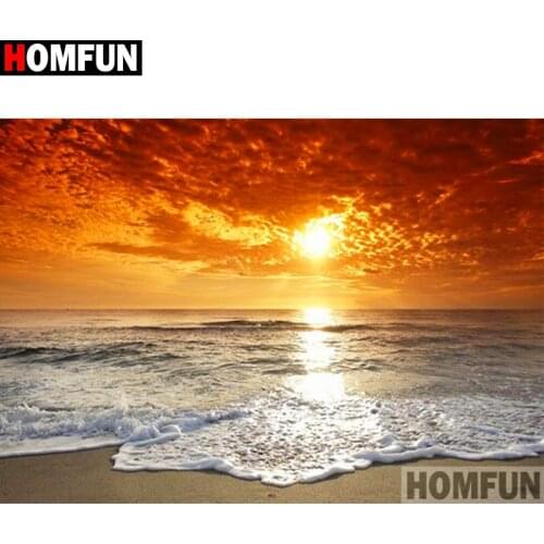 HOMFUN Full Square/Round Drill 5D DIY Diamond Painting "Sunset seas cenery" 3D Diamond Embroidery Cross Stitch Home Decor A18905