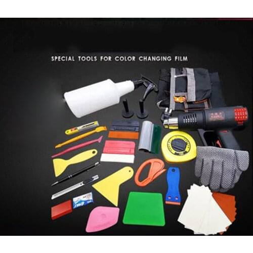 24pcs Vehicle Graphic Decal Car Vinyl Wrap Tools Kit With Heat Gun,Micro Squeegee, Felt Squeegee,Utility Knife,Gloves KDL-11