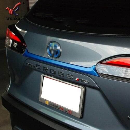 For Toyota Corolla Cross Rear Tailgate Trunk Trim Sticker Car Accessories Styling ABS Chrome Blue